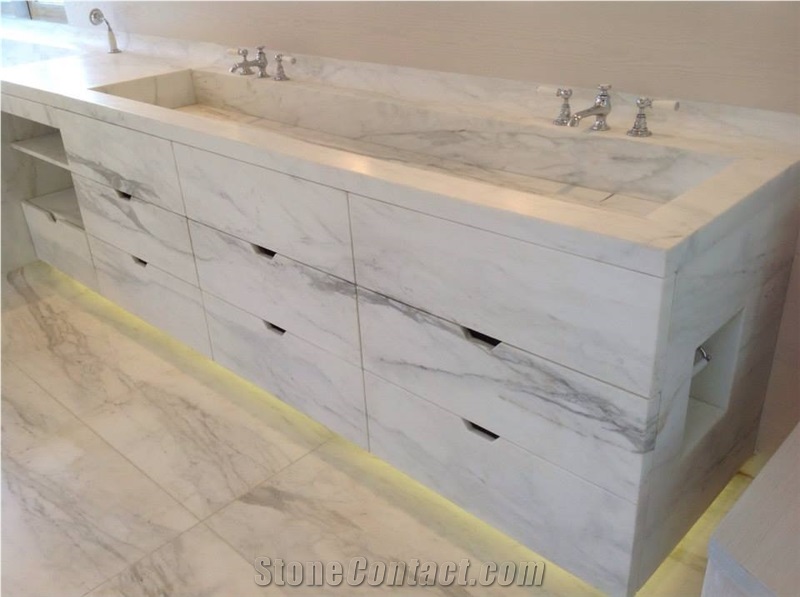 Calacatta Marble Custom Vanity Top, Farm Sink