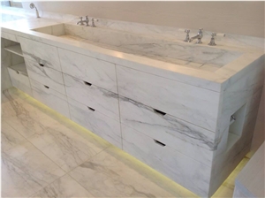 Calacatta Marble Custom Vanity Top, Farm Sink