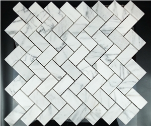 Venato Carrara Herringbone Mosaic Tile Pofung Marble,Natural Marble,Good Choice for Wall & Floor Covering.