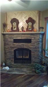 Ochre Real Panel Stone Cladding Fireplace