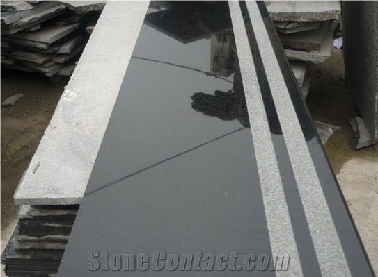 China Natural Building Stones G684 Fuding Black Basalt Step Granite Polished Step,Stairs Tiles Raven Black Step/Black Pearl Wall Cladding Covering, Cut-To-Size