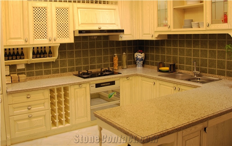 Beige Color Quartz Stone Tiles, Engineered Quartz Slabs