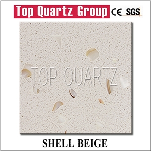 Small Grain Shell Beige Artificial Quartz Stone Slabs & Tiles