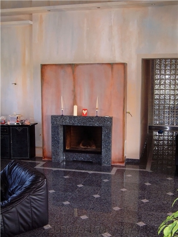 Labrador Blue Pearl Granite Fireplace and Floor Application