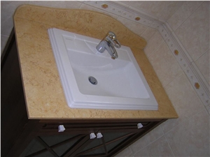 Sunny Yellow Marble Bathroom Vanity Top
