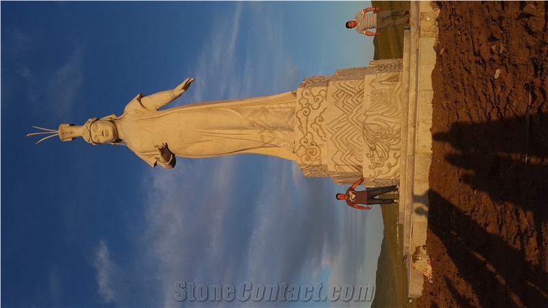 Mongolian White Granite Carved Oulen Mother Chinggis Khaan
