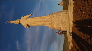 Mongolian White Granite Carved Oulen Mother Chinggis Khaan