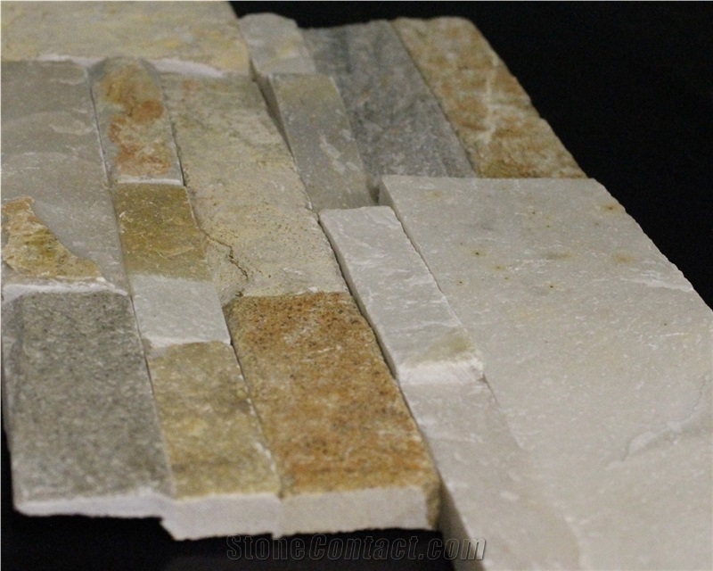 Gold Quartz Mushroom Pattern Ledger Stone