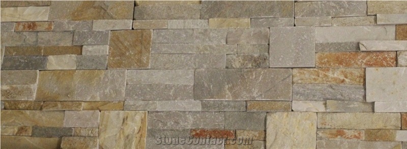 Gold Quartz Mushroom Pattern Ledger Stone