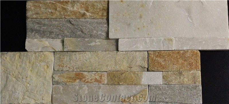 Gold Quartz Mushroom Pattern Ledger Stone