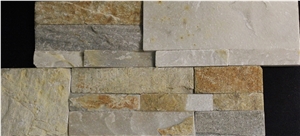 Gold Quartz Mushroom Pattern Ledger Stone