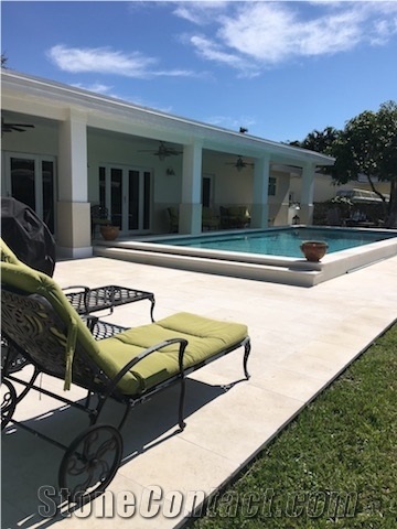 Galala Cream Marble Pool Deck French Pattern Pavers