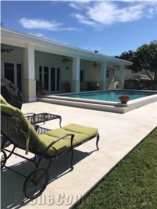 Galala Cream Marble Pool Deck French Pattern Pavers