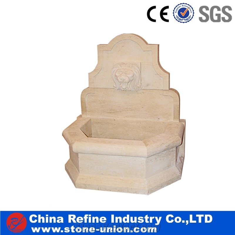 Beige Sandstone Wall Mounted Fountain