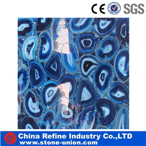 Blue Translucent Resin Panel Onyx Semiprecious Decorative Artificial Stone Slabs