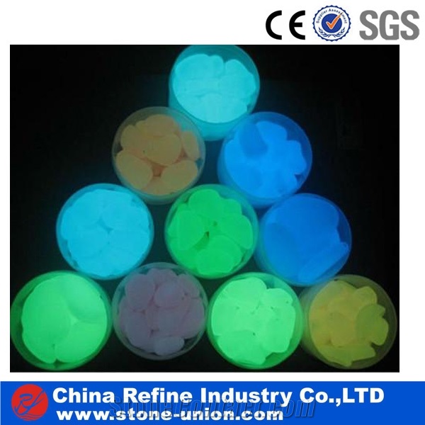 Cheap Garden crushed and round glass glow pebble&wholesale glow pebble