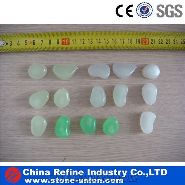 Cheap Garden crushed and round glass glow pebble&wholesale glow pebble