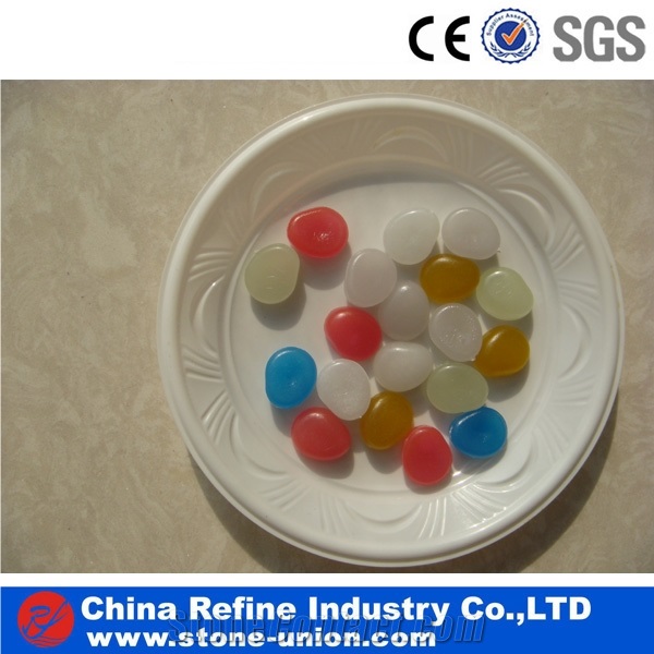 Cheap Garden crushed and round glass glow pebble&wholesale glow pebble