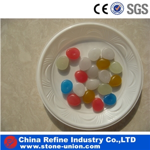 Cheap Garden crushed and round glass glow pebble&wholesale glow pebble