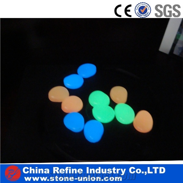 Cheap Garden crushed and round glass glow pebble&wholesale glow pebble