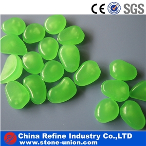 Cheap Garden crushed and round glass glow pebble&wholesale glow pebble
