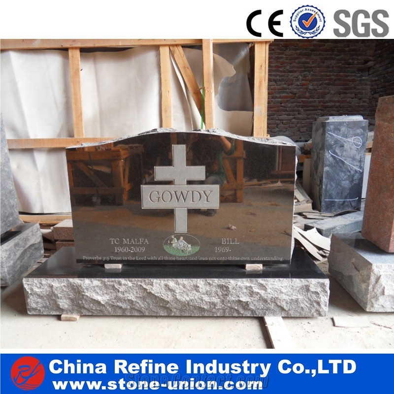 China Factory European Signle Heart Monument G654 Black Granite Tombstone & Headstone