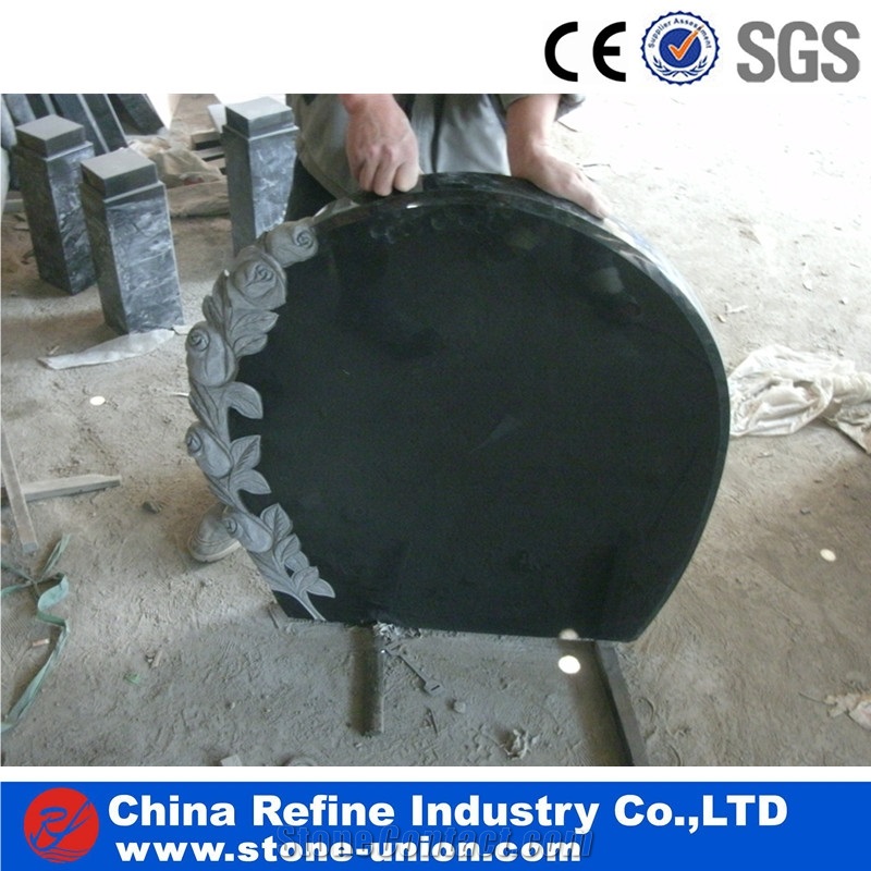 China Factory European Signle Heart Monument G654 Black Granite Tombstone & Headstone