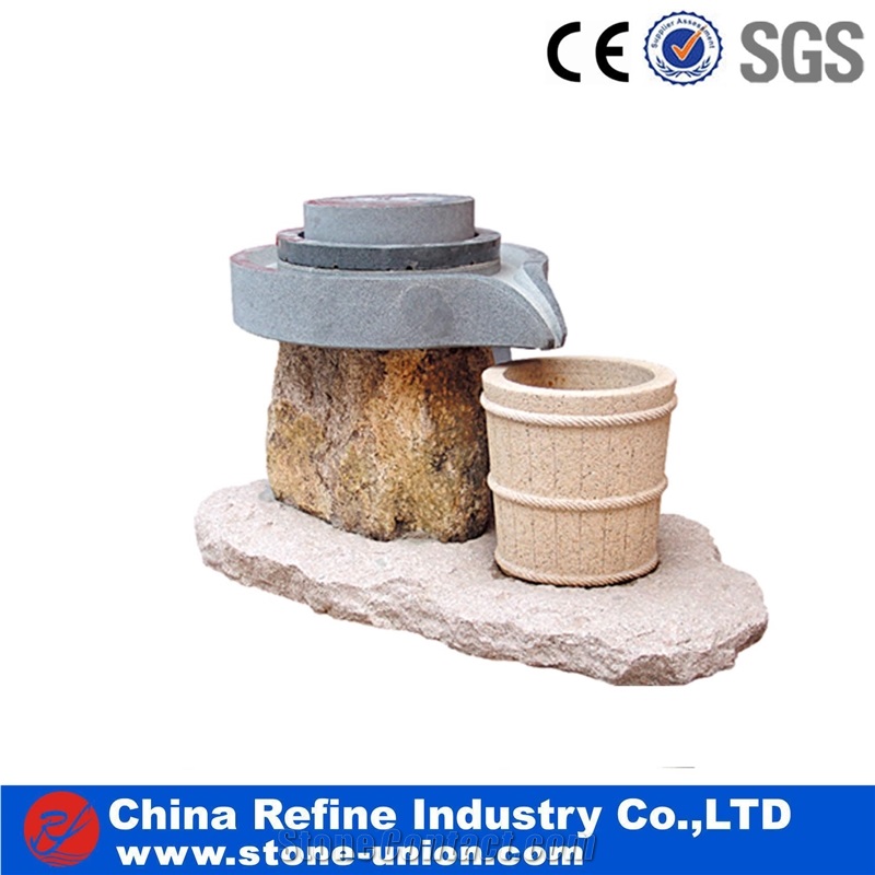 Customized Unique Sculptured Beige Granite Fountain