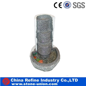 Grey Granite Hand Carved Outdoor Water Landscape Fountain