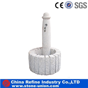 Popular White Sculptured Granite Fountain,Exterior Fountains,Handcarved Water Fountains
