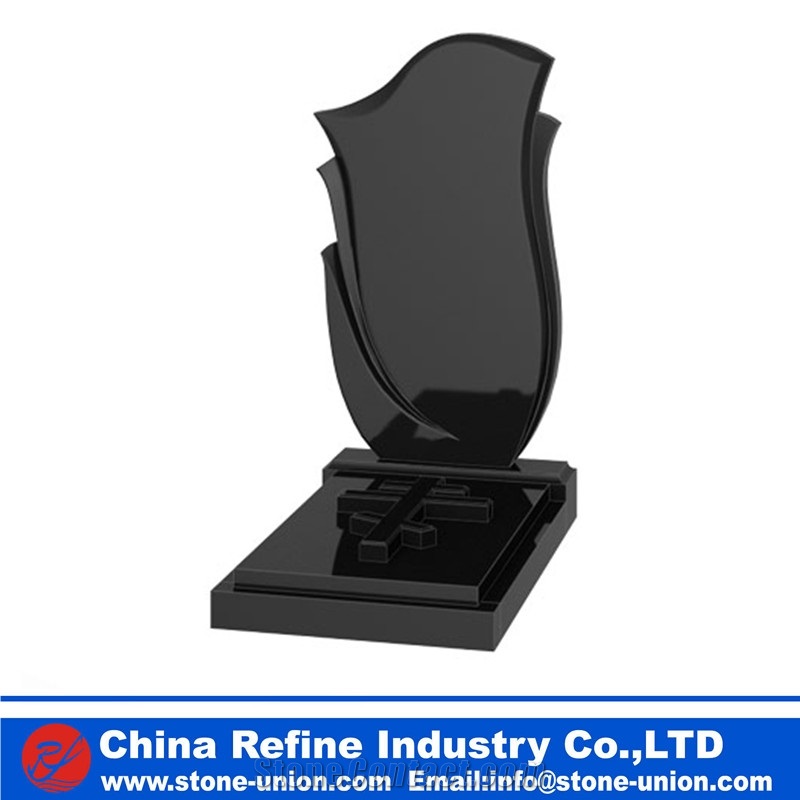 Russian Style Monument & Tombstone, Shanxi Black Granite Upright Monuments