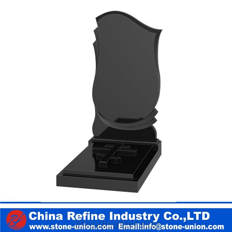 Russian Style Monument & Tombstone, Shanxi Black Granite Upright Monuments