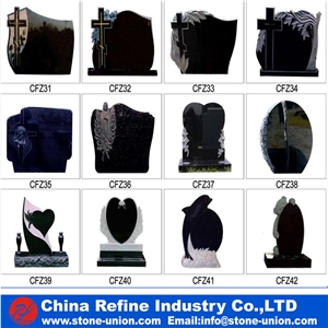 Russian Style Monument & Tombstone, Shanxi Black Granite Upright Monuments