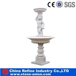 White Granite Sculptured Handcarved Exterior Fountains for Park Garden Decoration