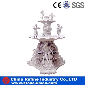 White Marble Exterior Water Fountains Garden,White Granite Fountain Sculptured,White Marble Sculpture,White Marble Water Fountain with Statue
