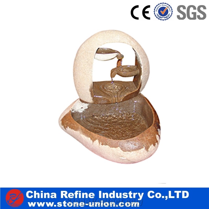 Yellow Basalt Table Top Water Decor Fountain,Garden Stone Water Features, Yellow Granite Water Features