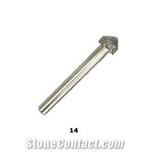 Vacuum Brazed Diamond Burs #14 - "Hut" Shaped Diamond Bur