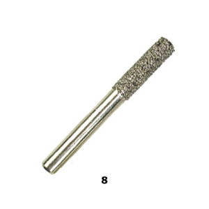 Vacuum Brazed Diamond Burs #8 - Small Cylinder with Flat Tip