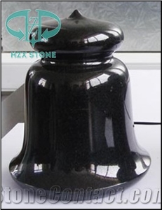 Black Granite Round Vase, Cemetery Accessories Polished Turned Vases, Shanxi Black Granite Monument & Tombstone Accessories