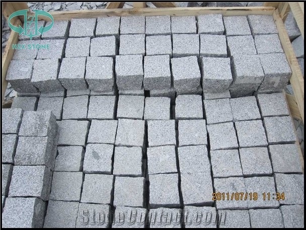 G601 Granite Cube Stone, Light Grey Granite Cobble Stone for Paving Outside