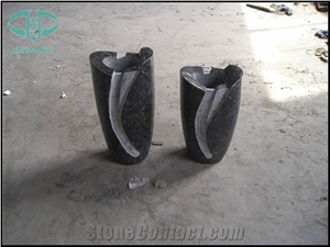 G682 Beige Granite Vase Basin Pot,China Black Granite Tombstone Monument Memorials Urn, Vase & Bench