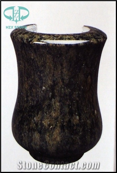 Granite Tombstone Monument Urn, Vase & Bench