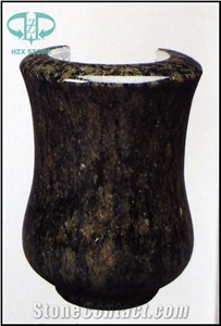 Granite Tombstone Monument Urn, Vase & Bench
