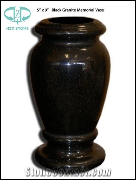 Grave Vase, Tombstone Vase, Memorials Vase, Shanxi Black Granite Urn, Vase & Bench