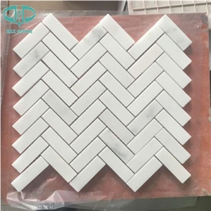 Oriental White Marble Mosaics,Basketweave Mosaics,Herringbone Mosaics,Mosaic Pattern,Wall Cladding Mosaic Tiles,Flooring Tiles,Linear Strips Mosaics