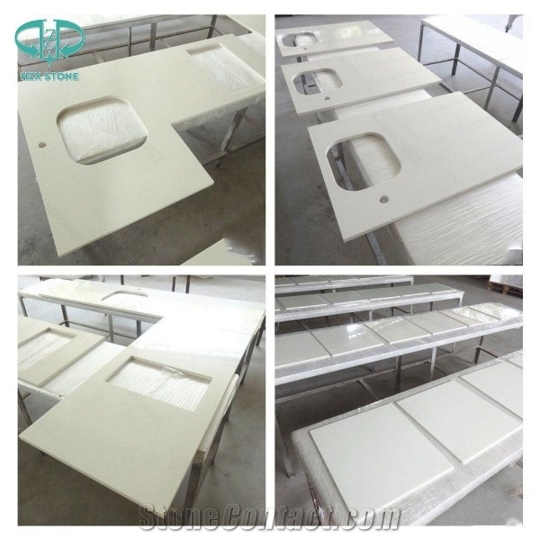 Pure White Quartz Kitchen Countertops/Pure White Quartz Kithen Island Top/Pure White Engineered Quartz Bar Tops