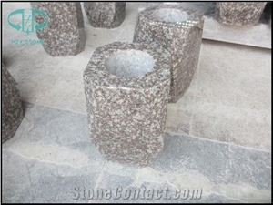 Red Granite Monumental Vases,Urns, Monumental Sculptures, Flower Holders