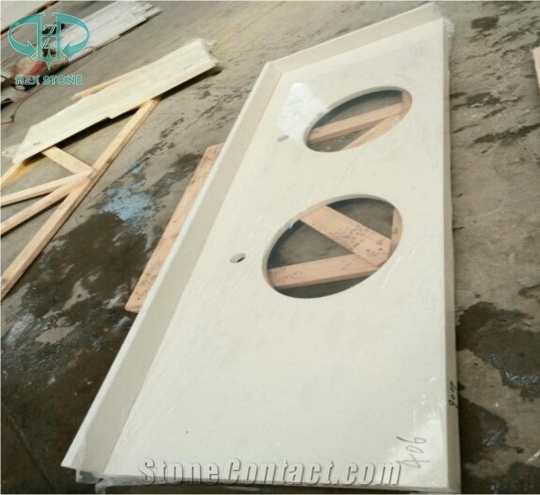 White Quartz Stone, Artificial White Quartz Countertop, White Caesar Quartz,Pure White Artificial Stone for Kitchen Countertops/Work Tops/Kitchen Tops/Kitchen Island Tops/ Quartz Countertops