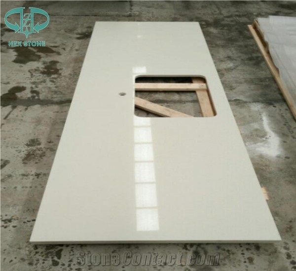 White Quartz Stone, Artificial White Quartz Countertop, White Caesar Quartz,Pure White Artificial Stone for Kitchen Countertops/Work Tops/Kitchen Tops/Kitchen Island Tops/ Quartz Countertops