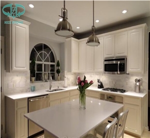 White Quartz Stone, Artificial White Quartz Countertop, White Caesar Quartz,Pure White Artificial Stone for Kitchen Countertops/Work Tops/Kitchen Tops/Kitchen Island Tops/ Quartz Countertops
